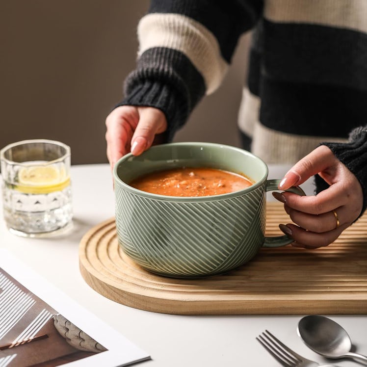 Adewnest Ceramic Soup Bowl with Handle