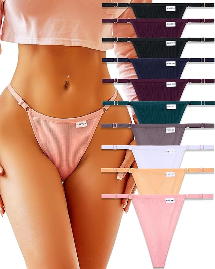 FINETOO Adjustable G-String Thongs (10-Pack)