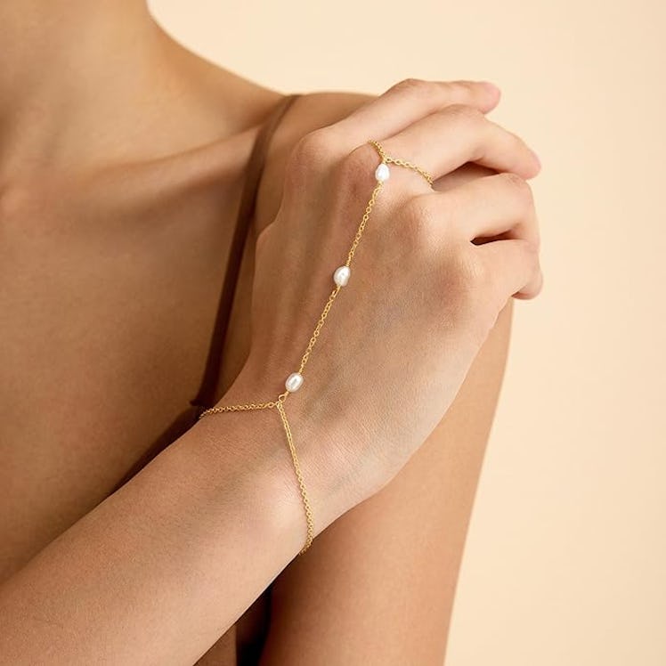 NECOCY Gold Plated Hand Chain Bracelet