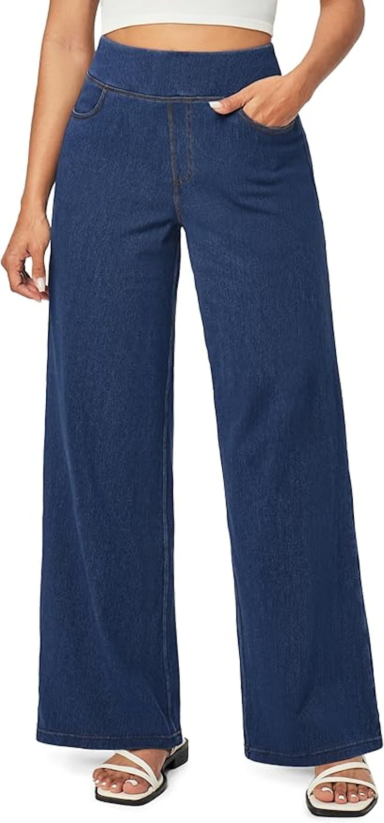 IUGA Wide Leg Pull-On Jeans