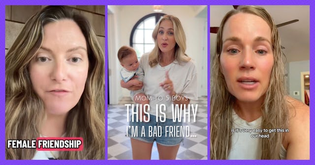 A mom says she doesn't need female friends because she has her husband and kids.