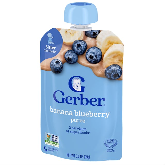 Gerber Banana Blueberry Puree Pouch