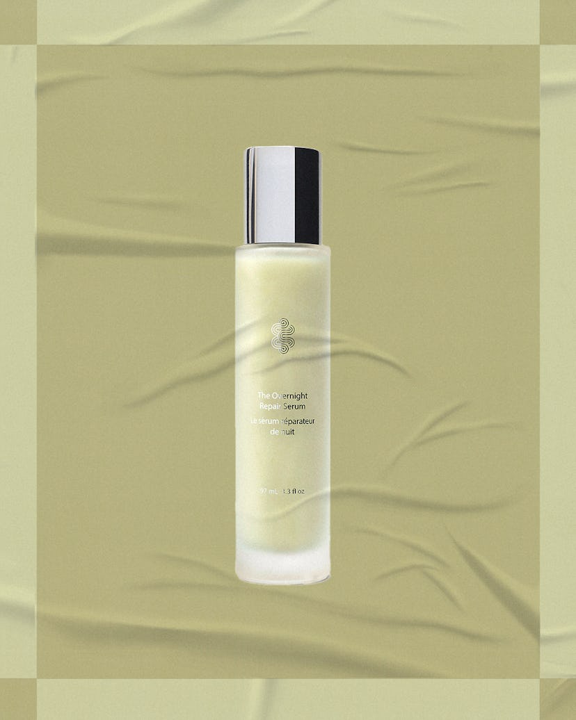 A bottle of Overnight Repair Hair Serum from Crown Affair