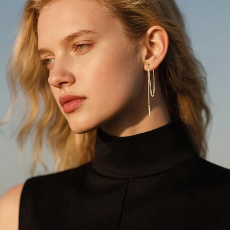 SLUYNZ Threader Chain Earrings