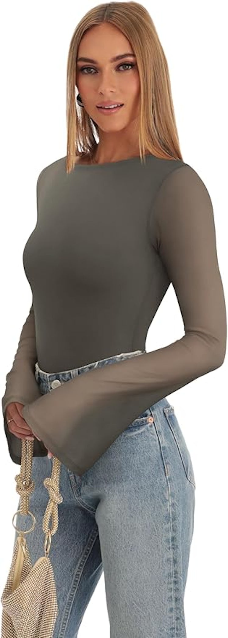 REORIA Bell Sleeve Bodysuit