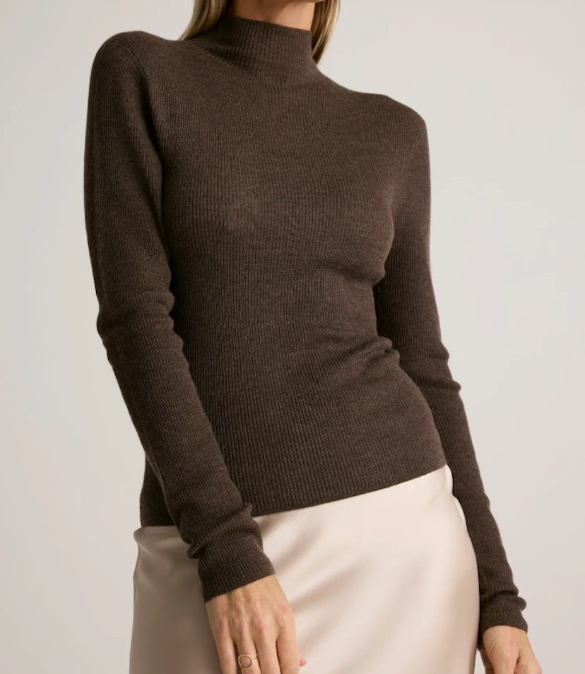 Featherweight Cashmere Ribbed Mockneck Sweater