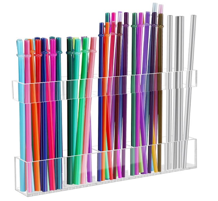 Malldii Large Acrylic Straw Holder for Cabinet Door