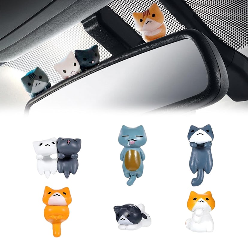  TSTESE Cat Rearview Mirror Ornaments (6-Pack)