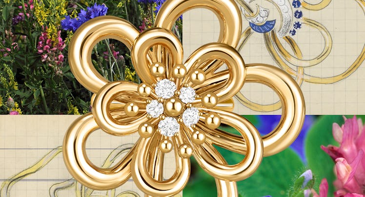 Flowerlace jewelry from Van Cleef & Arpels with sketches and jewelry