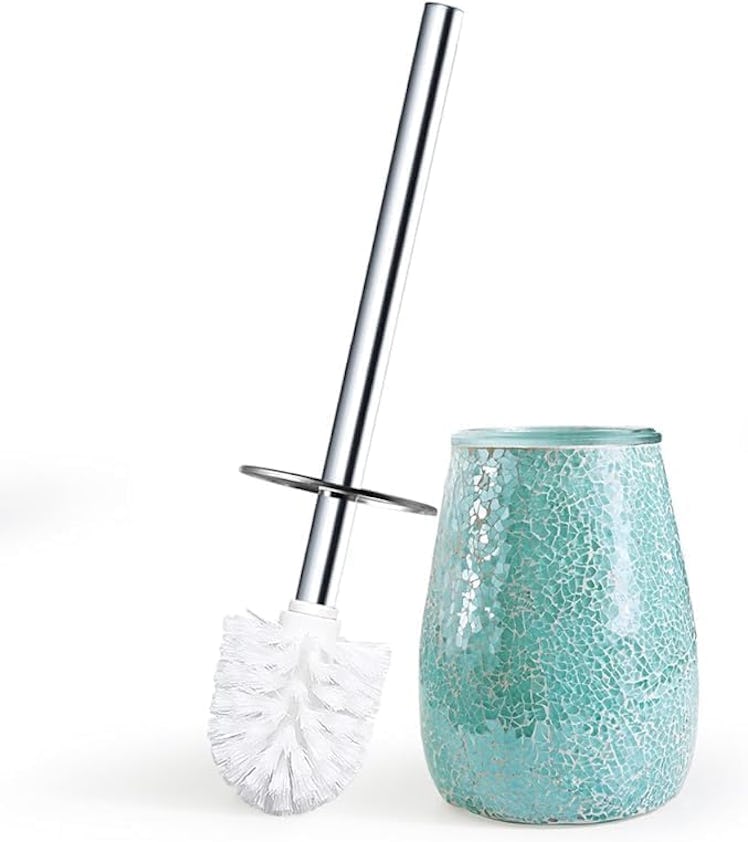 Escenzy Toilet Brush and Mosaic Glass Holder