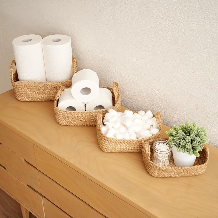 KIBAGA Natural Jute Rope Baskets (4-Pack)