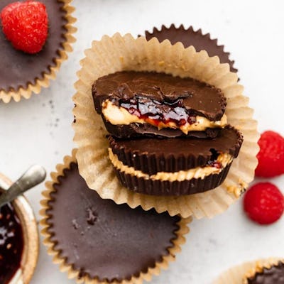 Chocolate Raspberry Cashew Butter Cups, in a story about recipes to use up jelly and jam