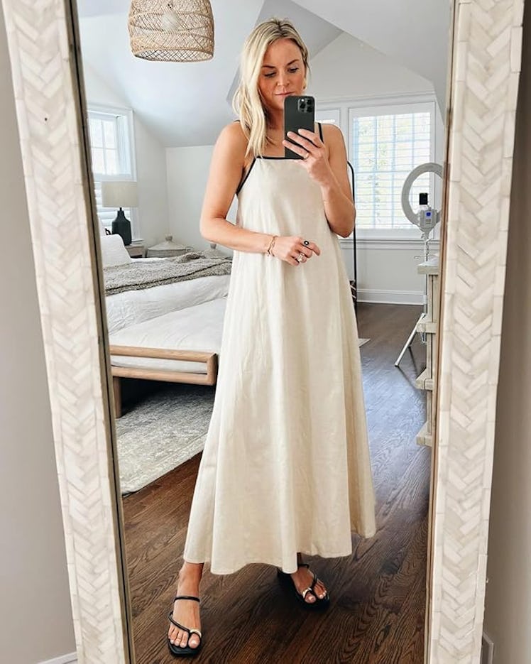 Shy Velvet Linen-Blend Maxi Dress