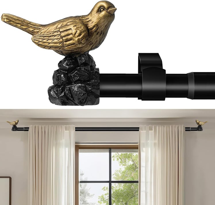 KVEEO Vintage Gold Bird Curtain Rod