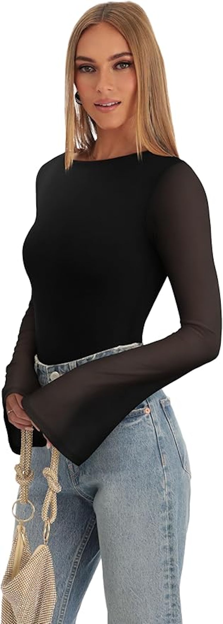 REORIA Bell Sleeve Bodysuit