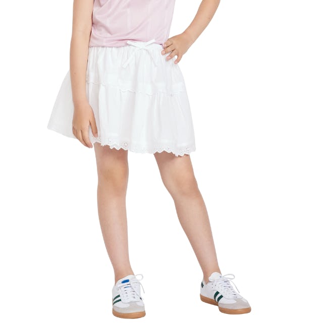 Eyelet Trim Tiered Skirt for Girls
