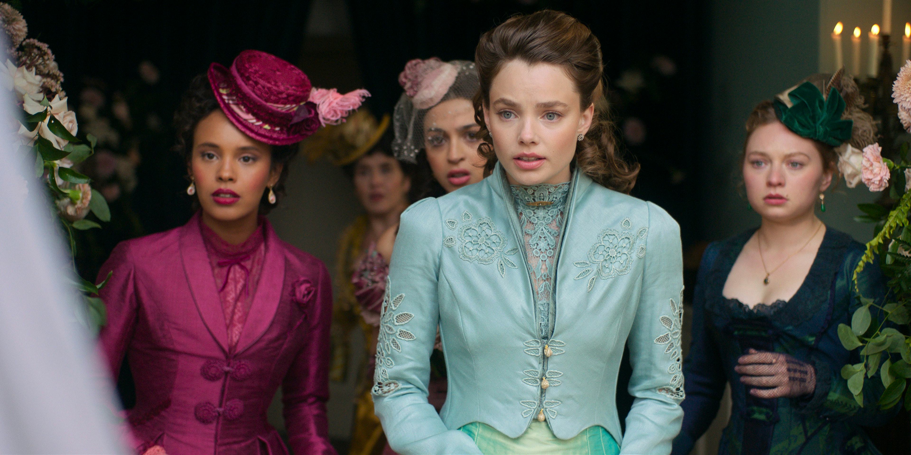 Alisha Boe, Josie Totah, Kristine Frøseth and Mia Threapleton in The Buccaneers. Photo via Apple TV+