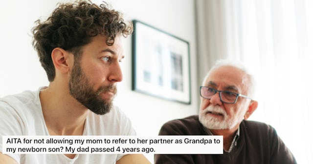 A father is having a tense conversation with an older man — who wants to be known as "grandpa."