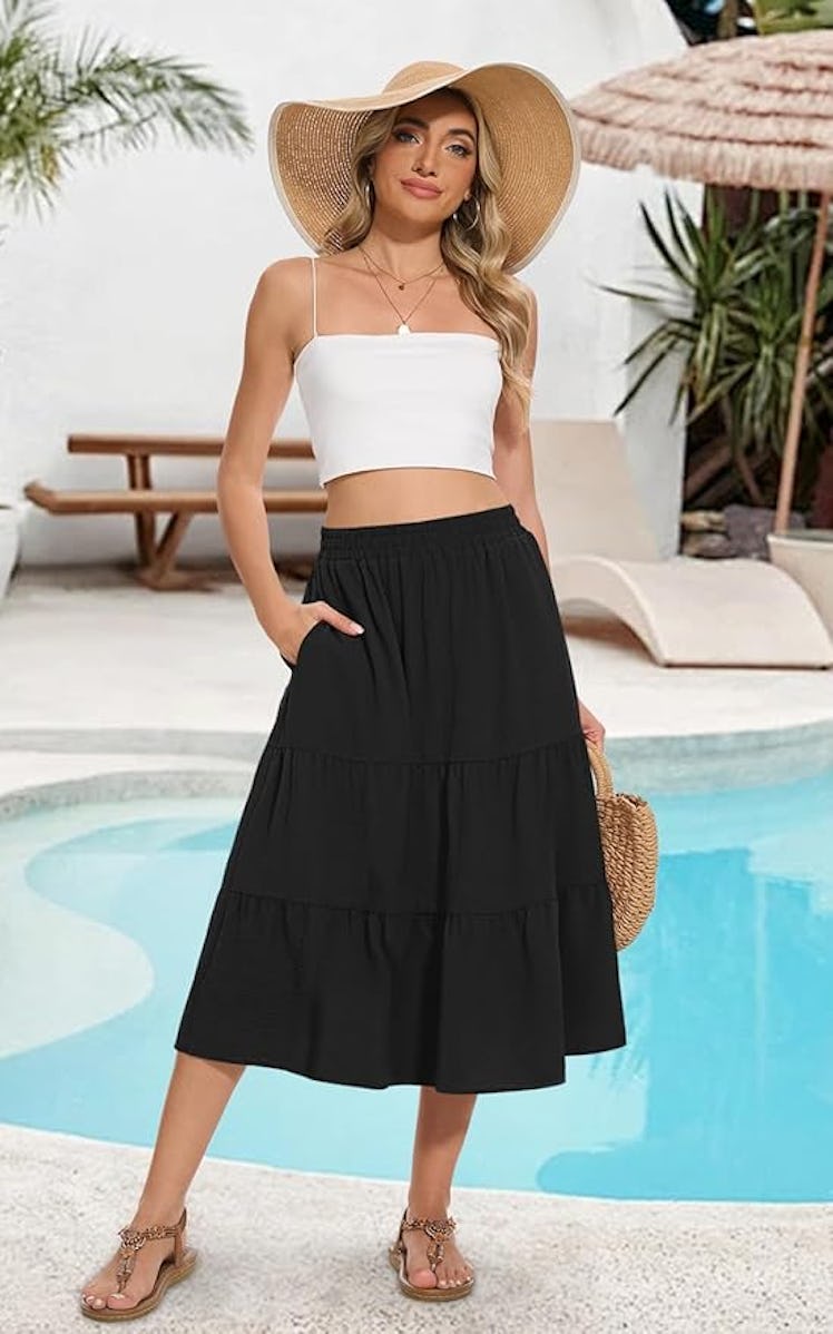 AYIFU A-Line Midi Skirt