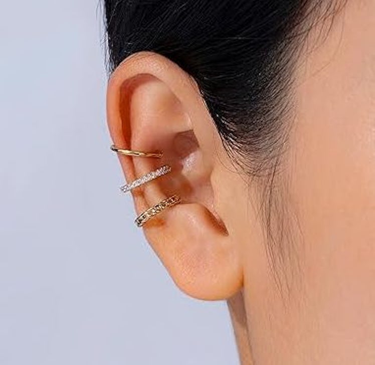 Amazon Essentials 14K Gold Ear Cuff (3-Pack) 