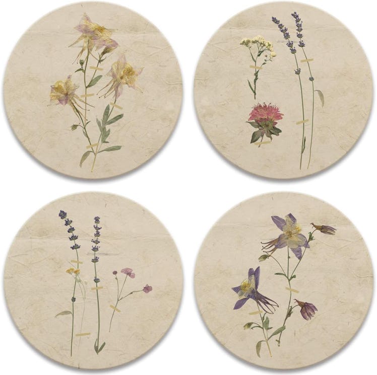 CoasterStone Pressed Flowers Drink Coasters (4-Pack)