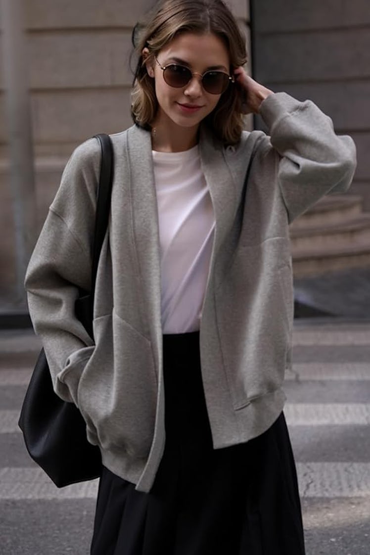 LICOBOD Oversized Open-Front Cardigan