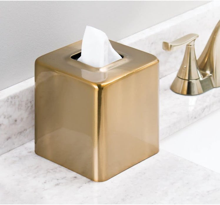 mDesign Metal Square Tissue Box Cover