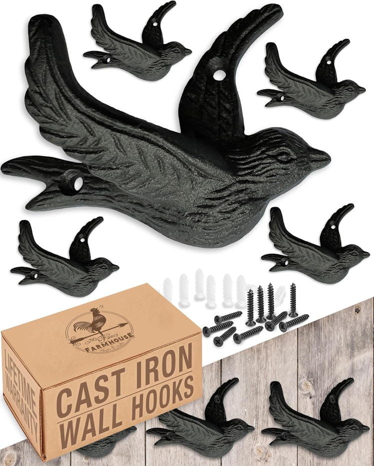 My Fancy Farmhouse Flying Bird Cast Iron Hooks (5 Pack)