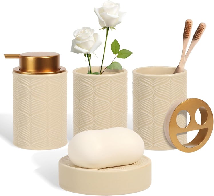 Kukikan Ceramic Bathroom Accessories Set (4 Pieces)