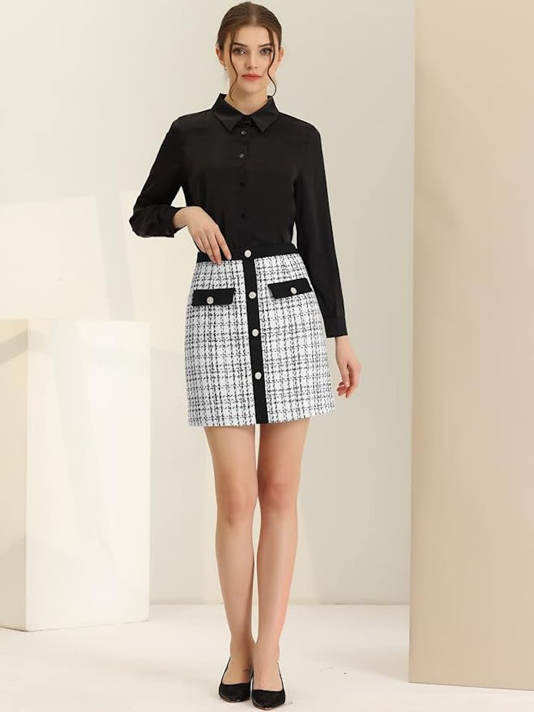 Allegra K Tweed Mini Skirt