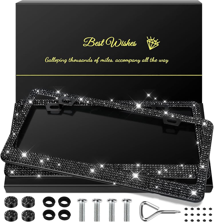 QUANQIUFEI Bling License Plate Frames (2-Pack)