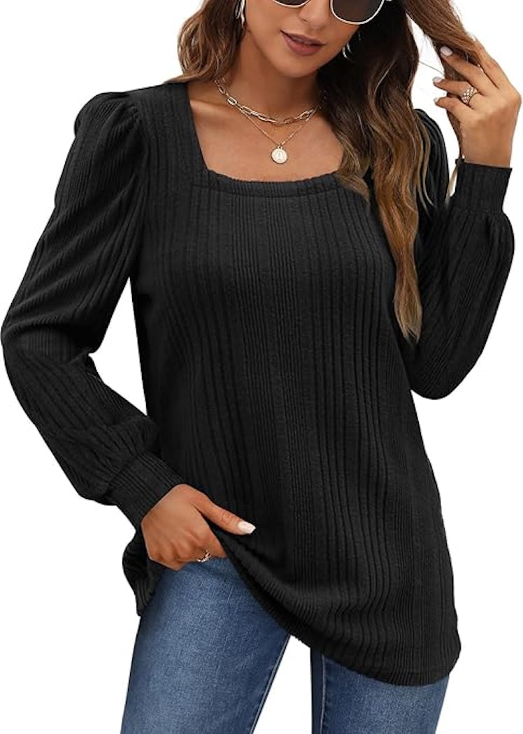 WIHOLL Square-Neck Tunic Top