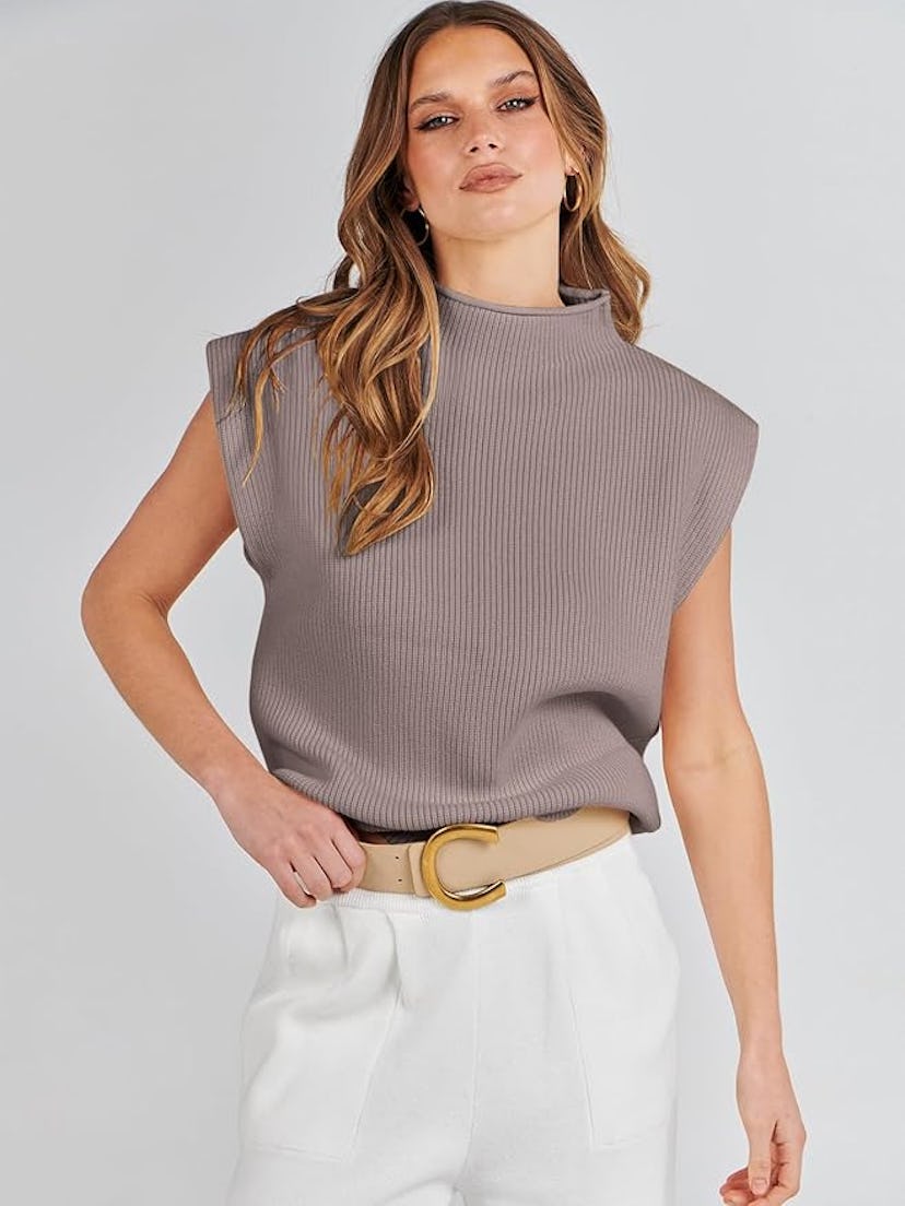 ANRABESS Mock-Neck Sweater Vest
