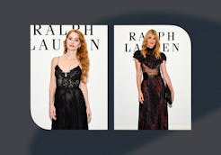 Jessica Chastain and Laura Dern at Ralph Lauren's Spring 2026 show.