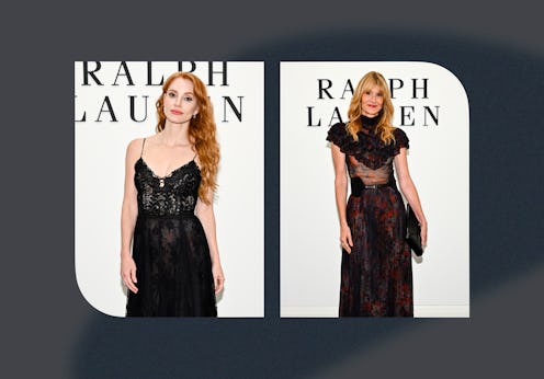 Jessica Chastain and Laura Dern at Ralph Lauren's Spring 2026 show.