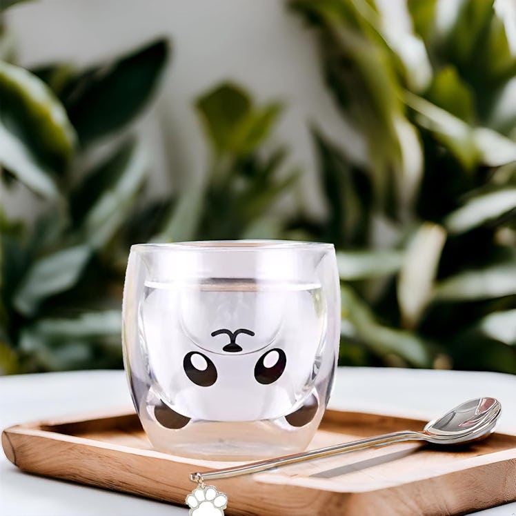 Binoster Glass Panda Mug with Spoon