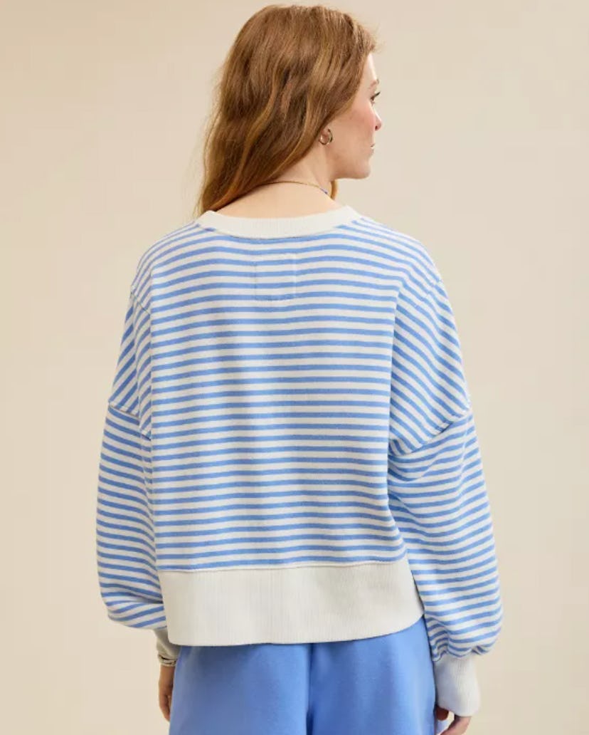 Aerie Stripped Classic Crew Sweatshirt