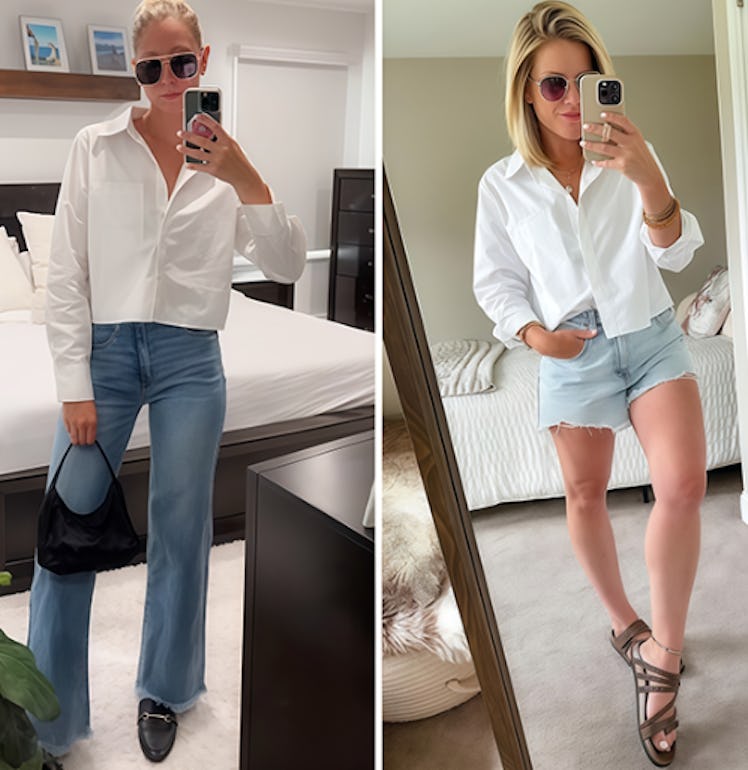 BONITEE Cropped Button-Down Shirt