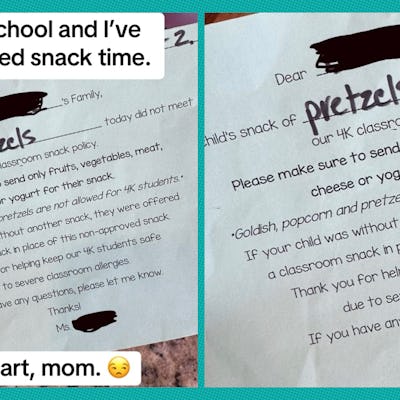 Mom Receives A Note From Her Kid's School For Her Snack Choice