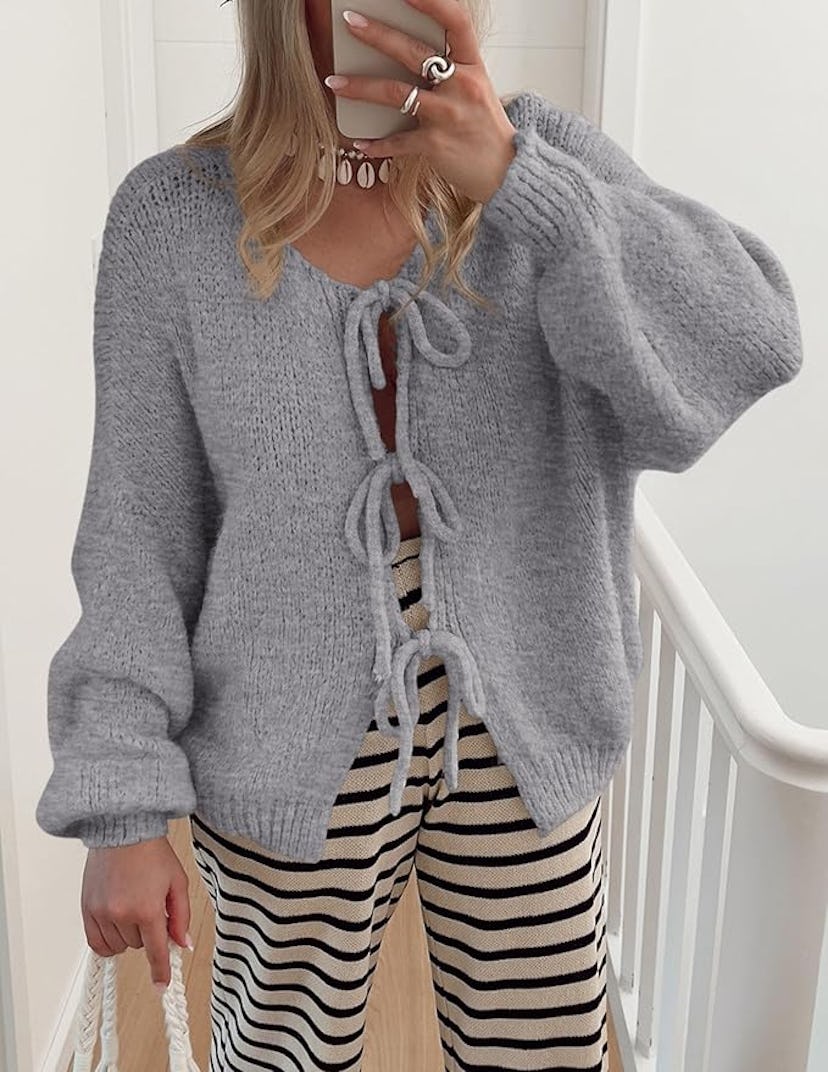 PRETTYGARDEN Tie-Front Cardigan 
