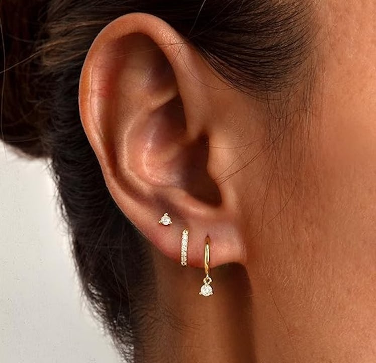 Freekiss 14K Gold -Plated Earrings (3 Pairs)