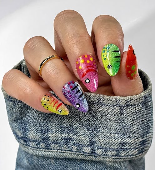 Would you try fish lure nails? This quirky manicure design is trending for fall.