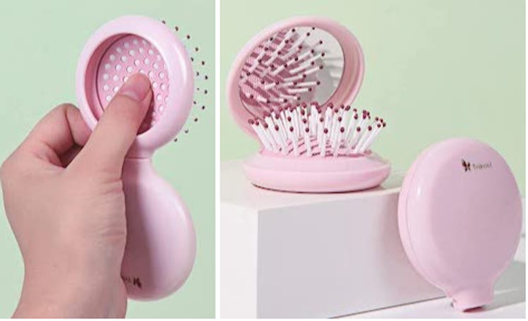 Trikeel Folding Hair Brush with Mirror