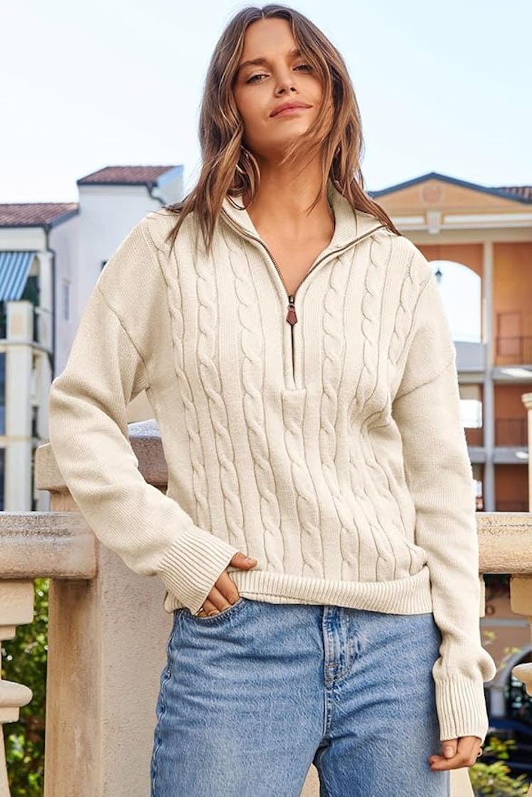 Dokotoo Cable Knit Quarter Zip