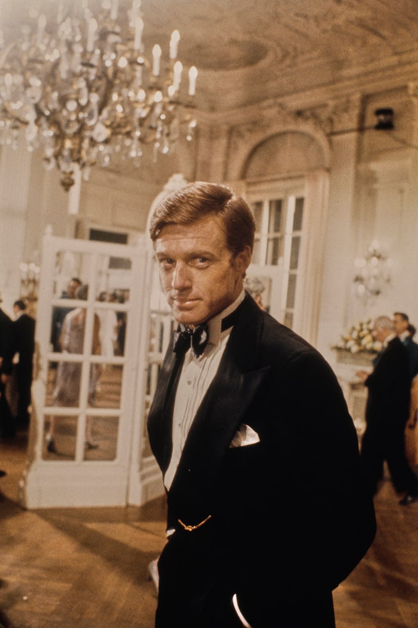 Redford during the filming of 'The Great Gatsby', filmed in Newport, Rhode Island, 1974. Redford sta...