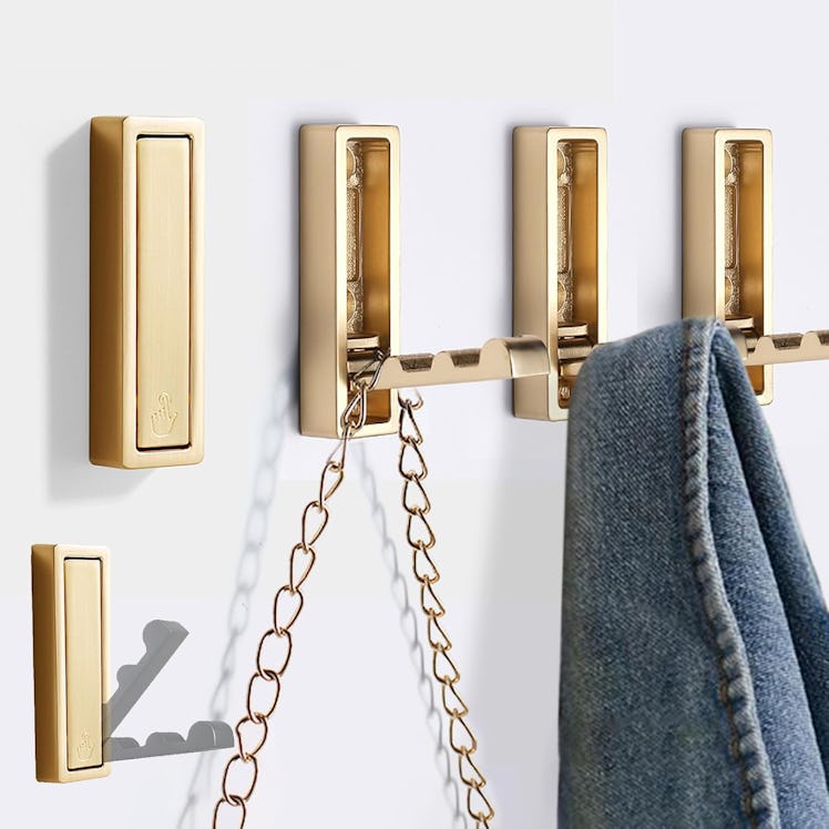 macikwon Foldable Gold Wall Hooks (Set of 4) 