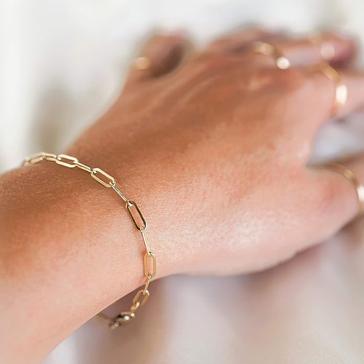 MEVECCO 14K Gold Plated Dainty Chain Bracelet