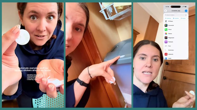 A woman on TikTok illustrates how she uses NFC tags to automate daily tasks.
