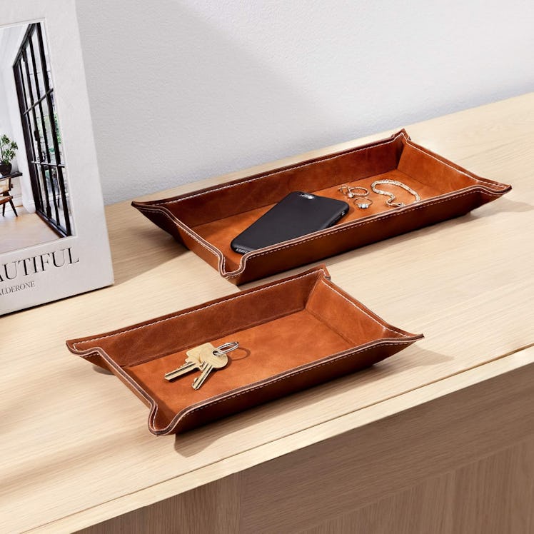 Navaris Faux Leather Catchall Trays (Set of 2) 