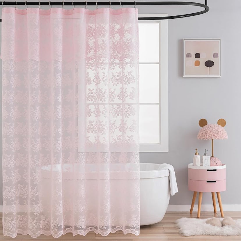 TUDECO Lace-Printed Shower Curtain